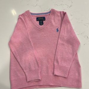 Ralph Lauren Cotton V-Neck Sweater Pink: 2T